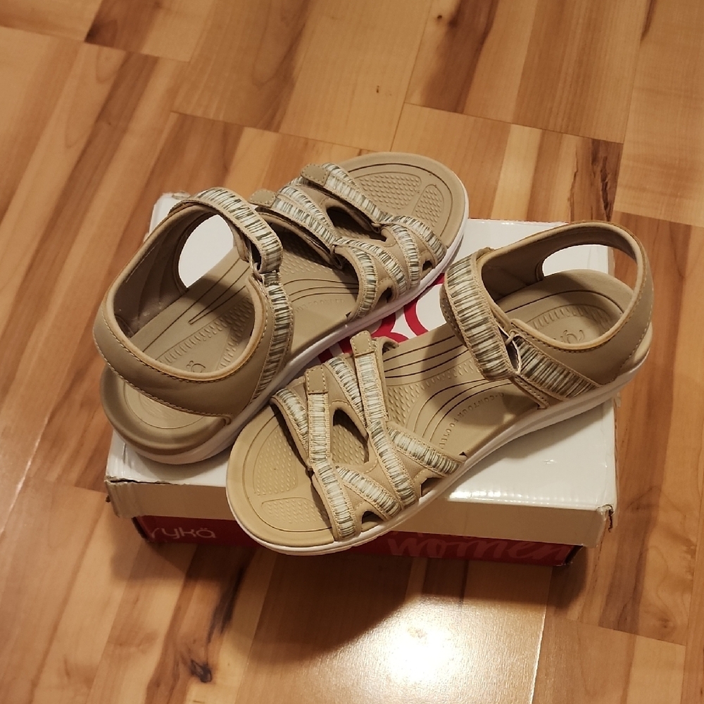 NEW Ryka Women's Tan Velcro Sandals Size 9.5